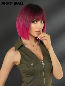 Peluca estilo bob corto de 12 pulgadas con flequillo, adecuada para uso diario