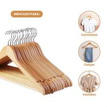 KONTUZ Kit 30 Ivory Wooden Clothes Hanger For Pants Chrome Hook - Màu nâu  Mocha - Xem 4