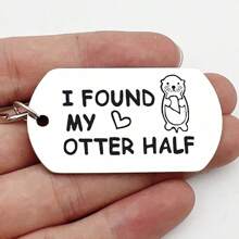 1 buc breloc amuzant din oțel inoxidabil pentru bărbați, I Found My Otter Half breloc cadou accesorii auto geantă farmec școală drăguț gotic Y2k