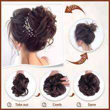 Hair Bun Extensions For Women Claw Clip Messy Bun Hair Piece Wavy Curly Messy Hair Bun Clip In Claw Chignon Hairpieces Synthetic Messy Bun Hair Extensions Scrunchie For Girls