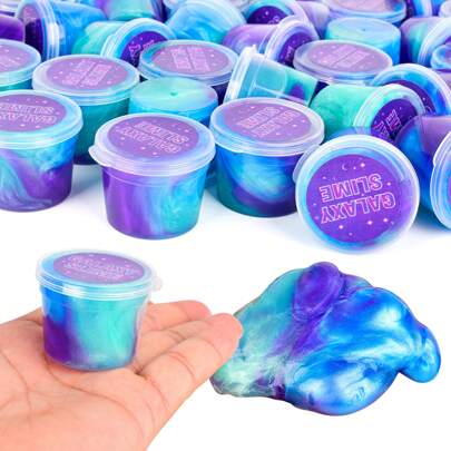 Set de 8-28 piezas de mini slimes, slime pre-hecho azul y morado, rellenos sueltos para fiestas de slime, paquetes de slime galaxy elásticos y no pegajosos, ideal para el Día de San Valentín, cumpleaños, Navidad, relleno de cestas de Pascua