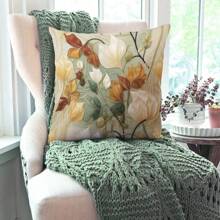 1PC,Botanical - Bohemian Style. Decorative Pillow With Nature - Inspired Leaf And Flower Patterns. All - Year - Round Applicable. (Pillow Inserts Not Included)