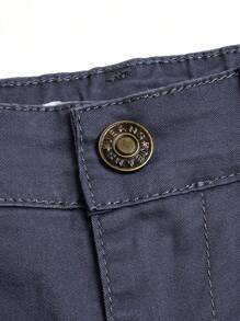 Young Boys' Casual Cotton Blend Elastic Waist Embroidery Zip-Up Bermuda Shorts With Drawstrings