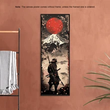 1 件《孤独的武士》挂轴海报 - 充满活力的红日与白雪皑皑的山脉帆布墙艺术、樱花背景、现代动漫装饰，适合室内/室外空间，带或不带框架，大学宿舍公寓装饰，酒店、家庭、客厅、卧室、浴室和办公室墙壁装饰的礼物 - 彩色 - 查看 5