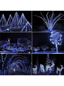 1pc 3/5/10/20/30M 30/50/100/200/300 LED Solar Fairy Copper Wire Lights, 8 Modes Of Outdoor Copper Wire String Lights, Mini LED Lights Used For Christmas Gardens, Terraces, Trees, Parties, Courtyards, Wedding Decorations