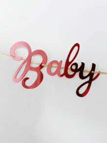 1pc Rose Gold Baby Shower Paper Pull Flag, Suitable For Birthday Party Decorations - Rose Gold - View 9