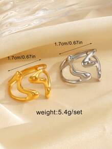 1pc Stainless Steel 18K Gold Plated Simple Geometric Open Ring, Suitable For Daily Wear For Women - Multicolor - View 8