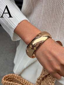 夸张设计手镯，独特复古几何组合手镯，金色，奶茶色，醋酸乳白色（手镯具有扎染效果，可能会出现轻微的颜色变化。购买时请参考尺码表，不要因尺码不合适而留下负面反馈。谢谢。） - 多色 - 查看 17