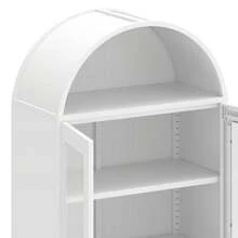 Metal Bookcase Bookshelf With Doors And Adjustable Shelves, 71" Tall Display Cabinet With LED Lights, 4 Tier Display Case For Home Office, Study Room, Collectibles