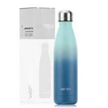 watersy 1 pièce Bouteille d'eau en acier inoxydable WATERSY, flacon isotherme de 17 oz/500 ml, bouteille d'eau en métal bleu gardant les boissons froides et chaudes, gourde de voyage pour l'école, la salle de sport, les déplacements et les sports