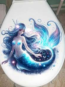 1pc Decorative Toilet Seat Sticker Cartoon Mermaid Pattern Self-Adhesive Sticker PVC Waterproof For Bathroom Decoration Toilet Seat Sticker Wall Decal Vinyl Decal For Home Decorations Spring Decoration Items Refresh Your Home Rama Decoration Stickers Wall Decor Bedroom Decor Room Decoration Stuff Living Room Decor House Decor Home Decor Living Room Wall Art Wall Paper Personalised Stickers - Multicolor - View 6