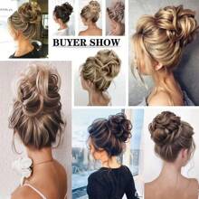 Synthetic Chignon Messy Bun Claw Clip In Hair Piece Wavy Curly Hair Bun Ponytail Extensions Scrunchie Hairpieces For Women