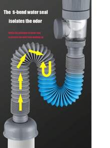 1件套排水套件（国际通用英文句子描述）这款单件式排水套件包含一根水槽排水管，具有防异味和防虫功能，非常适合厨房和浴室使用。浴室配件 浴室工具 - 銀色 - 查看 4