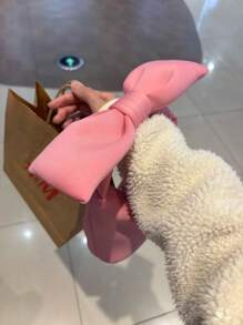 2026 Spring/Summer New Cute Pink Mini Bow Handbag, Wrist Bag, Cloud Bag Business Women's Casual Fashion Daily Commuter Bag, Suitable For Work, Shopping, Dating, Travel, College Students, Women's Bag, Daily Use