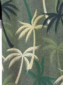 Camisas Hawaianas para hombre D2416, camisas de verano con estampado degradado de árboles de coco, cierre en negro, azul, morado, verde, colores arcoíris, camisas casuales de manga corta con botones y estampado - Verde - Ver 2