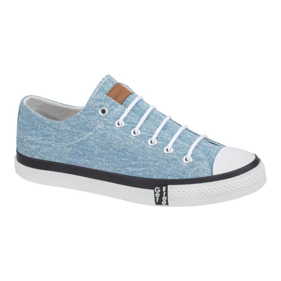 Men's Vulcanized Urban Tennis Shoes In Denim Blue, Textile Material, Textile Finish
