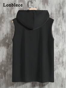 Lonblece Summer Men's Sleeveless Hooded Tank Top, Brand Hooded Tank Top, Sports