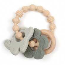 Silicone Wearable Baby Teether - Anti-Eating Hand Design, Never-Drop Wristband Teething Toy, Infant Oral Care & Molar Stick - Wooden Ring Series - View 8