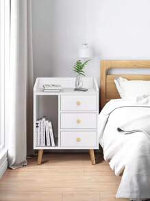 Buros De Madera Sencillos Con 3 Cajones Mesa De Noche Buro - Blanco - Ver 8