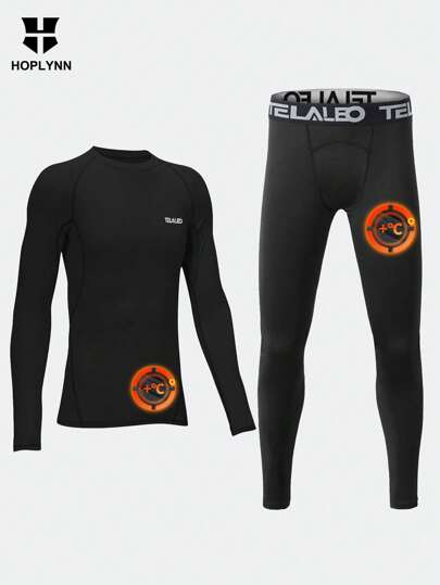 HOPLYNN Ensemble de sous-vêtements thermiques à manches longues avec compression pour garçon préado. Sous-chemise de base de football doublée de thermique pour l'athlétisme