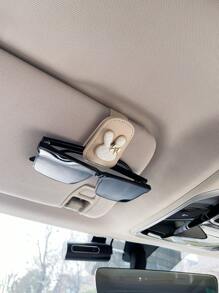 卡通兔子汽车太阳镜夹，创意汽车遮阳板眼镜架，女士卡片夹