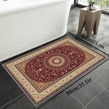 [Crystal Velvet 700g/㎡ Point-Printed Bottom, 5mm Thick] 1pc Bohemian Style Solid Color Area Rug, Soft Non-Slip Washable Carpet Suitable For Living Room, Bedroom, Kitchen, Office, Home Decor, Large Classroom Rug, Geometric Washable Rug
