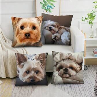 MEMNUN 1pc Dog Print Pillowcase, Animal Theme Pillowcase, Single-Side Printing Home Decor, Room Decor, Bedroom Decor, Architectural Collectible Accessories (17.7 "X17.7" Excluding Pillow Core) Gifts Birthday Graduation