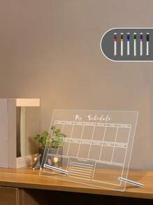 1 Stück acryl 3D Wochen/Monats Planer Schreibtisch Memo Brett (6 Whiteboard Stifte enthalten), löschbare Büroreminder Schreibtafel, transparentes Acryl Memo Brett, Schulmaterial, Schulanfang