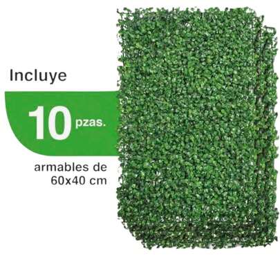 Follaje artificial 40x60 cms (10 piezas), Muro Cesped Naturaleza Artificial, Decoracion Pared, Jardin y Hogar