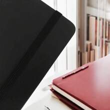 PromoClick Mini Polyurethane Notebook With 80 Lined Sheets And Elastic Band To Hold The Cover. - Black - View 2