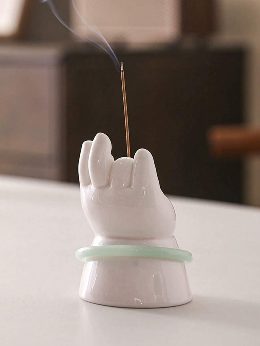 Ceramic Buddha Hand Lotus Incense Holder, Kitchen/Dining Table Decorative Buddha Hand Lotus Ornament, Incense Stick Holder, Desktop Decor