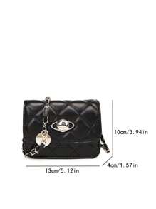 Borsetta mini, semplice e versatile, con texture di alta qualità, cinturino con catena dorata e strass, può essere indossata sulla spalla o sotto il braccio, adatta per primavera ed estate