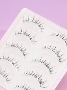 5对自然假睫毛蓬松柔软3D水貂睫毛纤长丝滑睫毛日常上班会议自然假睫毛佩戴舒适睫毛手工翼状加长自然饱满假睫毛 - 自然纖長款 - 查看 6