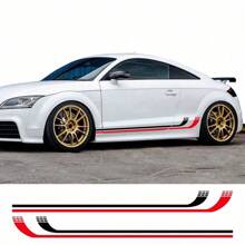 2 件汽车侧车身创意贴纸车门乙烯基贴花赛车条纹改装配件适用于奥迪 TT 8N MK1 MK2 8J 轿跑车 MK3 8S 跑车 TFSI