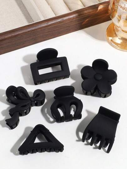 6 件女士优雅时尚蝴蝶结和波浪花朵设计发夹，适合日常佩戴