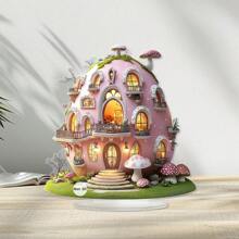 Lapin de dessin animé, château d'œuf de Pâques 2D, décorations de support en acrylique pour cabinet d'affichage de salon, étude, décoration de bureau