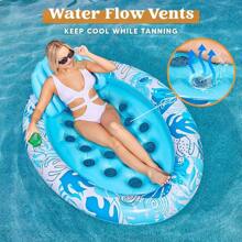 Inflatable Tanning Pool Floats Adult - Sloosh Oval Tanning Float Lounger For Adults Floating Raft, Sunbathing Bed Mat Pad Lake Beach Swimming Pool Blow Up Sun Tan Tube With Backrest Cup Holders (Pink)