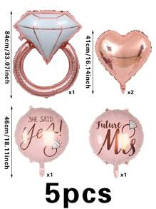 5 Stücke Herzförmiger Luftballon Dekorations-Set für Verlobung, Hochzeitsfeier, Junggesellenabschied, Brautdusche, Fotokulisse, Partyzubehör
