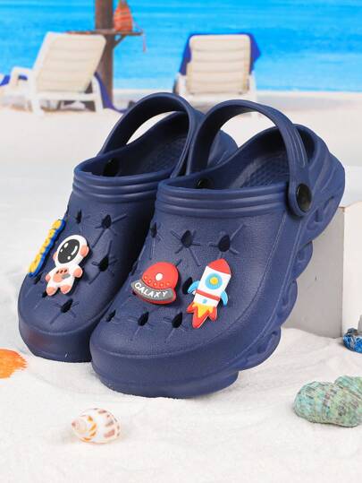 夏季户外防水洞洞鞋可爱装饰男童女童沙滩凉鞋