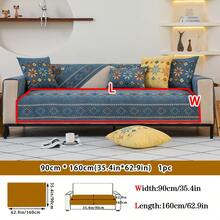 1pc Bohemian Style All Season Anti-Slip Sofa Cover, Fashionable Chenille Pet & Scratch Proof Sofa Protector, Spring/Autumn Pet Friendly Sofa Slipcover Fit For L-Shaped And 1/2/3/4-Seat Sofa (Sold Individually) - Blue - View 10