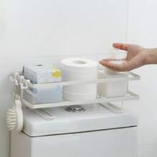 1pc Bathroom Toilet Wall Mounted Shelving Unit, No-Drill Floating Storage Rack - Multicolor - View 2