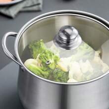 Grande casserole en acier inoxydable avec couvercle en verre - plus épaisse et plus haute, multifonctionnelle pour mijoter et faire de la soupe, compatible avec les cuisinières à gaz et à induction, convient pour la maison et les restaurants