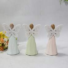 精美创意蝴蝶镂空翅膀双手祈祷天使、手捧鲜花天使、手拿镜子天使，适合母亲节送给妈妈的礼物，橱窗家居客厅卧室摆件，树脂工艺品 - 彩色 - 查看 4