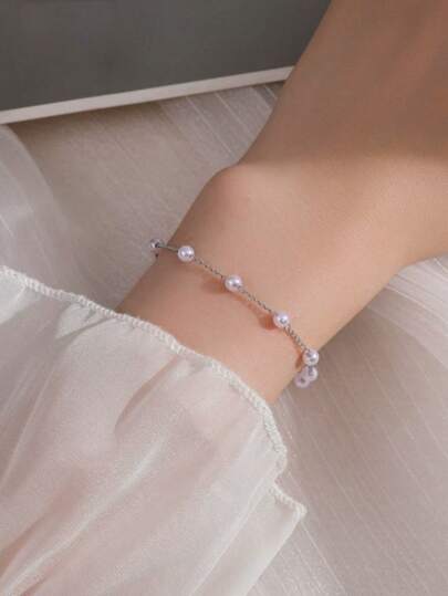 1pc Simple Elegant Sweet Pearl Women Bracelet Party Date Gift