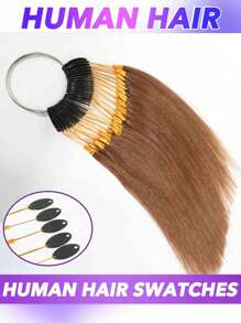 Conjunto de 30 piezas de muestrario de color de cabello humano real para probar tintes, peinados y presentación de pelucas en salón. Incluye mechones de colores natural negro #4, marrón #30, marrón claro #27, rubio #613, blanco, gris oscuro y multicolor. Teñible, rizable, cabello humano real. - Multicolor - Ver 15