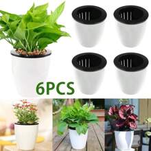 6Pcs Self Watering Pots With Cotton Rope For Indoor Plants 4.7 Inch Self Watering Flower Pot Decorative Garden PP Planter - 6 Pcs - View 2