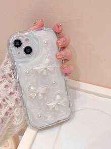 优质优雅蝴蝶结白色手机壳适用于 16/16 Pro Max/16 Pro/16 Plus/16E/15/15 Pro Max/15 Pro/15 Plus/11/12/13/14 Pro Max/XS/XR/11 Pro/11 Pro Max/12 Pro/12 Pro Max/13 Pro/13 Pro Max/14 Pro/14 Pro Max/14 Plus/12 Mini/13 Mini,创意软壳适合女性 - 白色單殼 - 查看 4