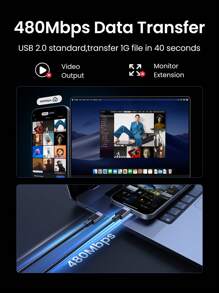 UGREEN 240W Type-C 快充线 E-Marker 兼容 15/16 系列、三星 S23/S24/S25 Ultra、MacBook Pro、Switch 笔记本电脑 - 黑色 - 查看 5