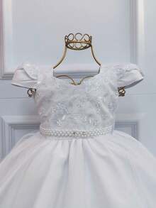 Children's Dress Party Graduation Flower Girl Wedding Birthday- 1.2.3 - 白色 - 查看 2
