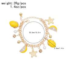1 pièce Accessoire de chaîne de cheville avec étoile de mer et citron, style bohème pour femme, parfait pour les vacances d'été à la plage